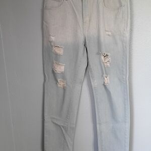 Men's Light Gray Distressed Jeans 34x29